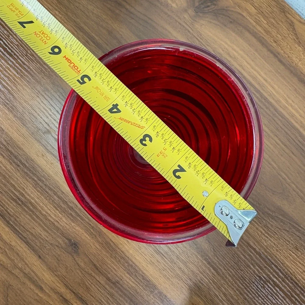 FTD Ruby Red‎ Ribbon Spiral Swirl Glass Vase, Vintage, 9